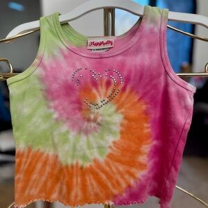 Flapdoodles Tie-Dye Heart Tank Top - Pink, Orange, Green 6X
